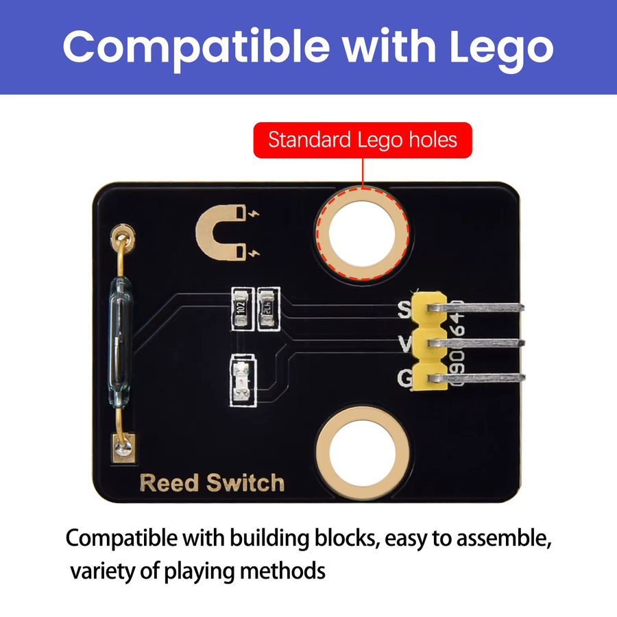 Keyestudio Reed-Schalter-Sensormodul Magnetron-Modul für Arduino und DIY-Projekte kompatibel mit Lego-Blöcken - Bild 2