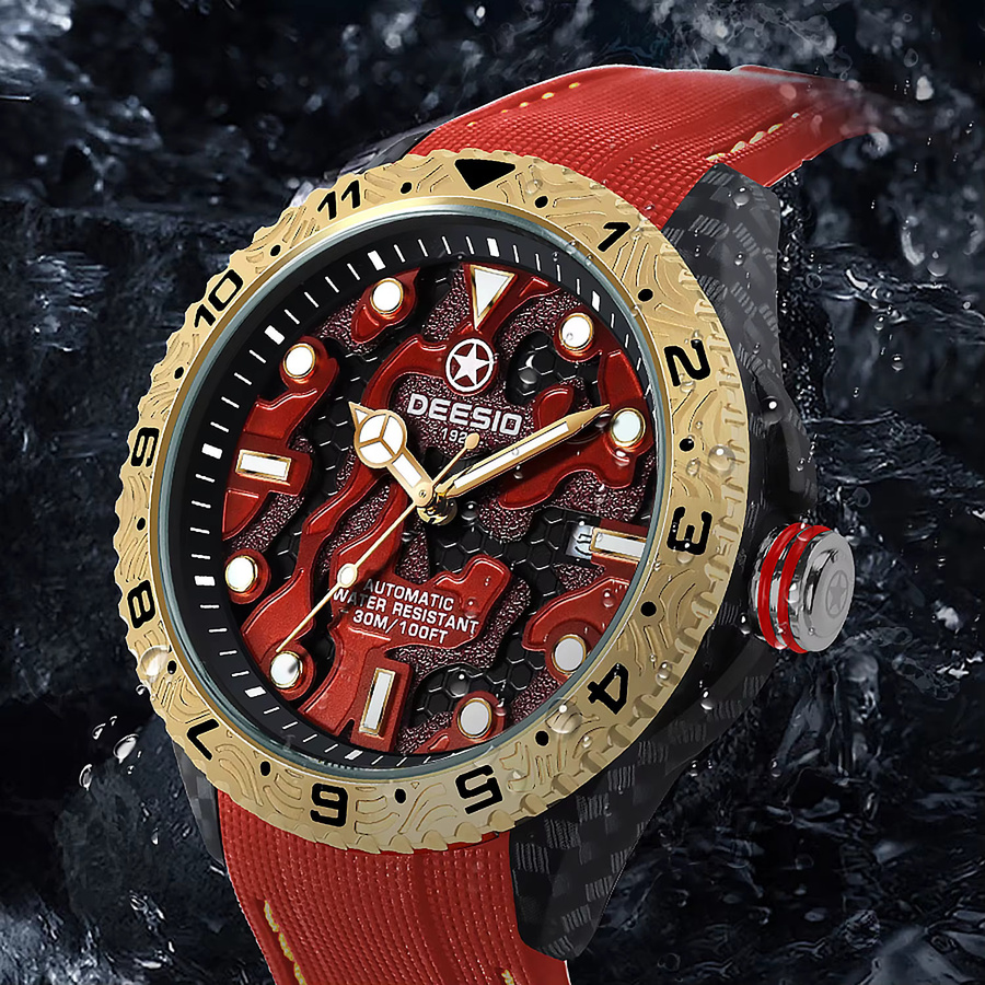 Deesio Armbanduhr Automatik, Kohlefaser, Schwarz, Herren - Bild 2