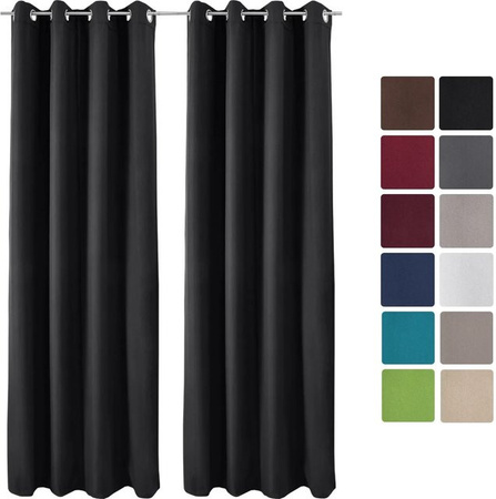 Beautissu Amelie TO Vorhang mit Ösen, 2-teiliges Set, Schwarz, B: 140 cm, H: 245 cm