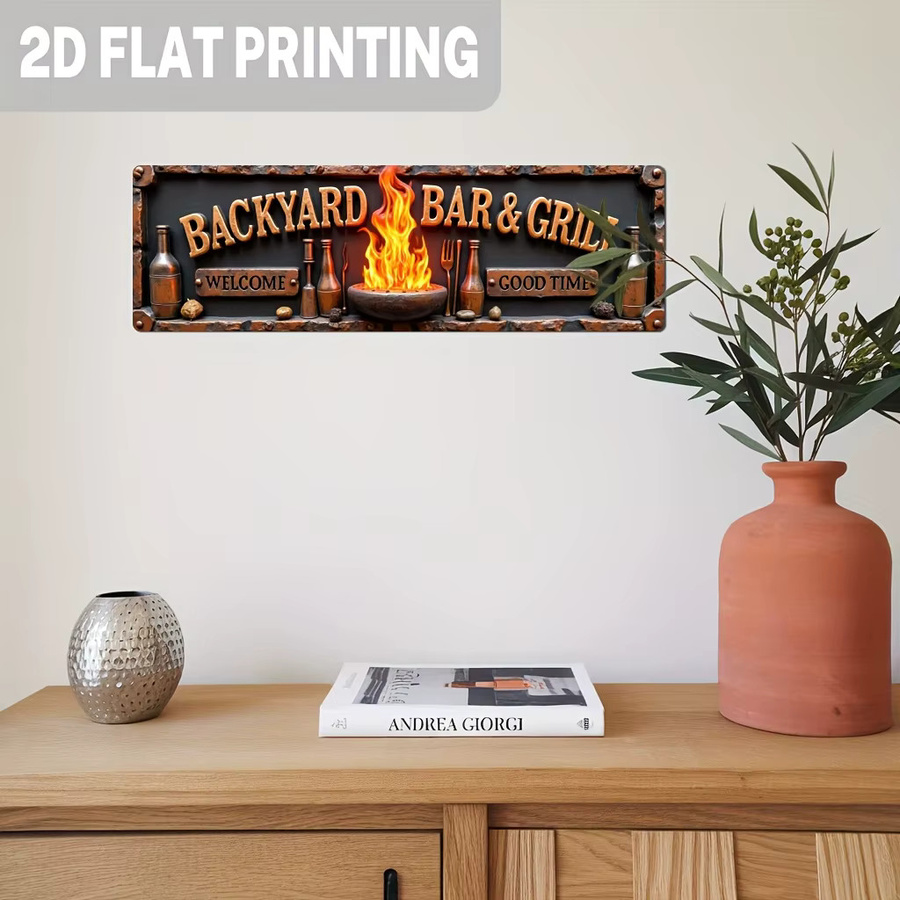 Rustikales Aluminium-Wandschild HELLOYOUNG im Vintage-Design mit Willcome Good Time für Bar und Grill - Bild 3