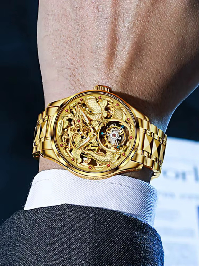 OUPINKE Armbanduhr, Tourbillon, Mechanisch, Edelstahl, Gold, Herren - Bild 6