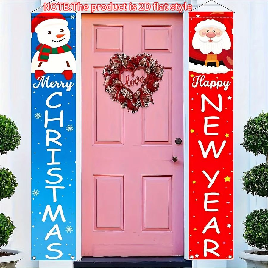 VIKAMA Weihnachts- und Neujahrs-Banner Couplet mit Schneemann-Motiv, mehrfarbig, rechteckig - Bild 3