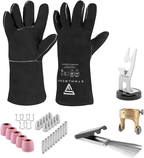 STAHLWERK Plasma Set P60 mit Brennerhalter, Führungsrolle und schwarzen Leder-Schutzhandschuhen - Bild 1