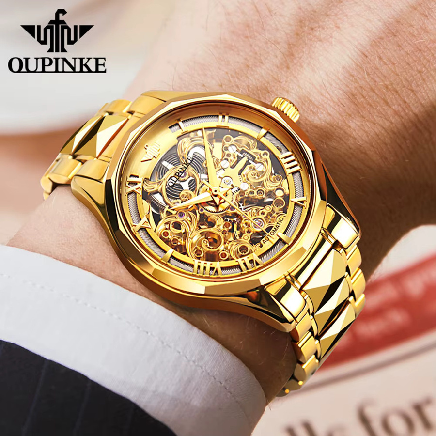 Oupinke Armbanduhr, Automatik, Edelstahl, Gold, Wolfram, Herren - Bild 2