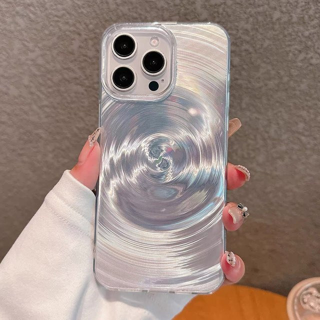 AKABEILA Handyhülle mit Ripple Vortex Textur für iPhone 11 bis iPhone 17 Pro Max, stoßfeste Bumper Soft Cover, transparent - Bild 1