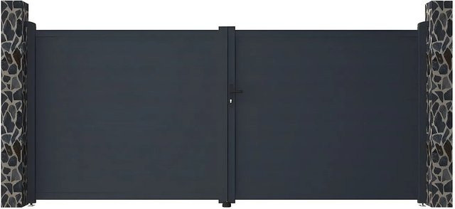 Vente-unique Nazario Aluminium Flügeltor in Anthrazitgrau, Breite: 392 cm - Bild 1