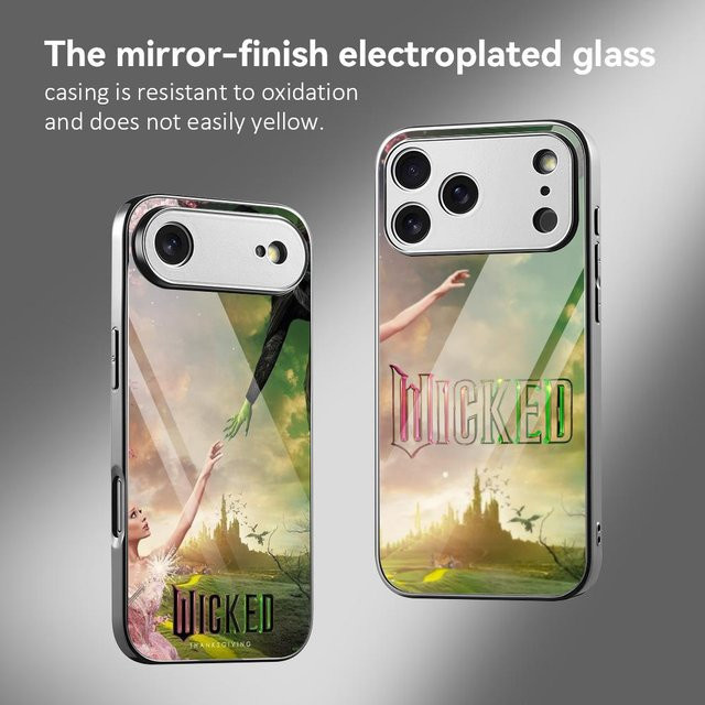 W-Wicked Film-Handyhülle für iPhone 12 bis 17 Serie mit galvanisiertem Metall-Bumper und gehärteter Glasrückseite in Multicolour - Bild 1