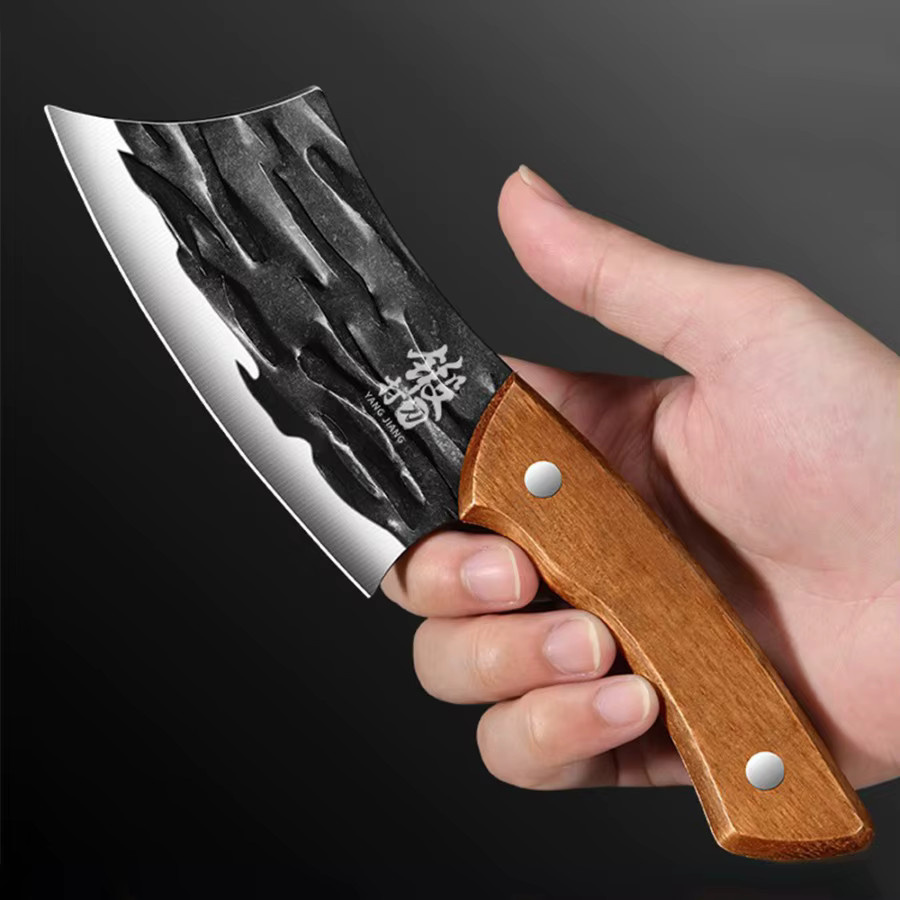 PLYS Cleaver Küchenmesser aus Edelstahl in Schwarz mit Holzgriff - Bild 4