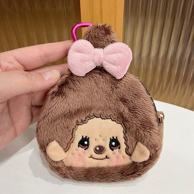YIRAN Jewelry Monchhichi Runde Kleine Hängetasche, Plüsch, Braun - Bild 1