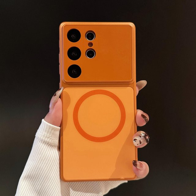 AG Nano Mattes Gehärtetes Glas MagSafe Kabelloses Ladecase für Samsung Galaxy S26 S25 S24 S25 Ultra S24 Ultra, Stoßfeste Hülle, Orange - Bild 1