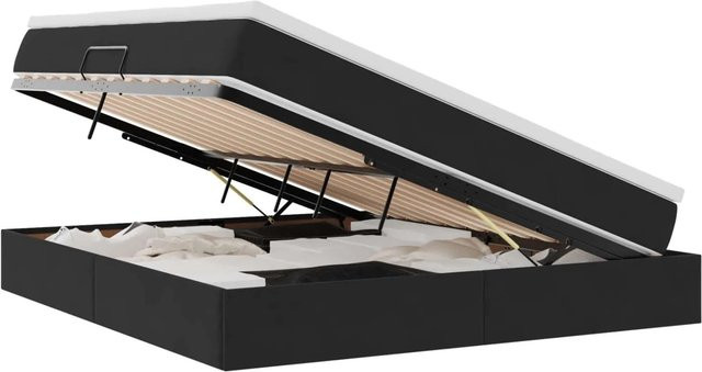 vidaXL Aufbewahrungsbett mit Matratze aus Samt und Metall in Schwarz, B/T/H: 160 x 200 x 48,5 cm - Bild 1