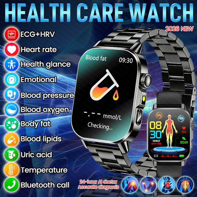 GUHUAVMI Smartwatch, Schwarz, Herren, Bluetooth, ECG, calling - Bild 1