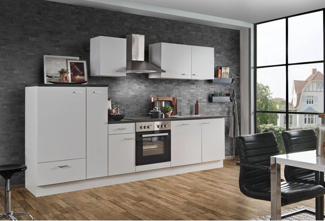 Menke Küchenzeile White Classic in Weiß mit Marmor-Optik, B/H/T: 300 x 212 x 60 cm - Bild 1