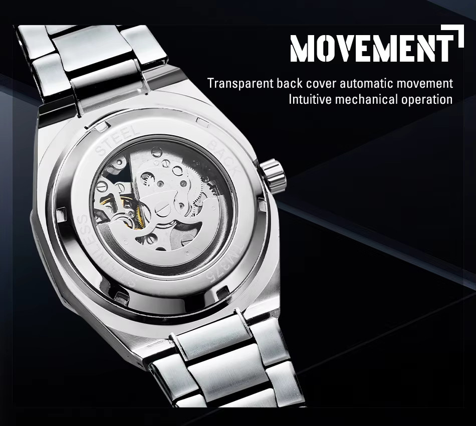 FORSINING Armbanduhr, Automatik, Edelstahl, Silber, Herren, Datum - Bild 3