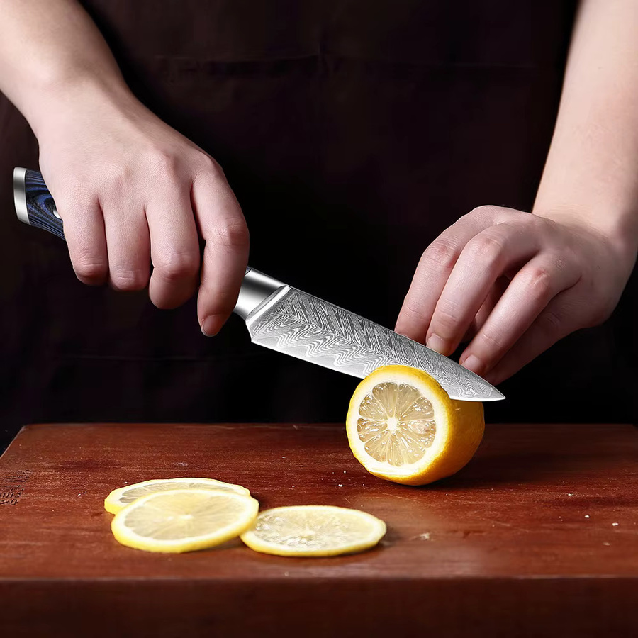 Xituo Damaststahl Schälmesser mit blauem G10-Griff, 8,9 cm Japanisches Obstmesser - Bild 5