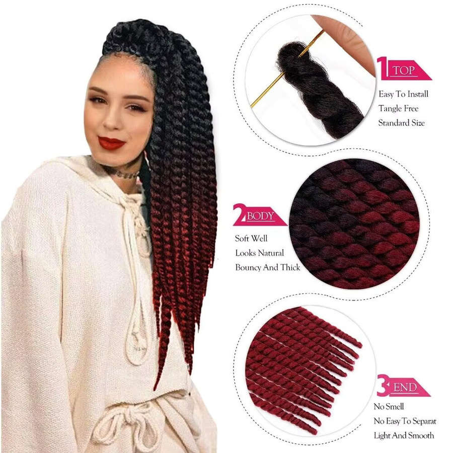 SHES BEAUTY Senegalese Twist Hair Jumbo Twist Braids Ombre, 22 Zoll, 120 g - Bild 2