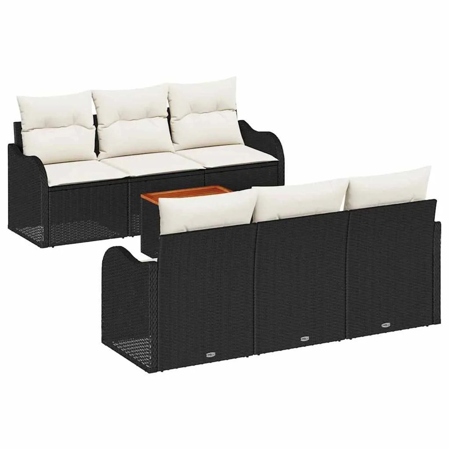 vidaXL Garten-Sofa-Set 7-teilig aus Polyrattan in Schwarz-Weiß mit Stauraum und Tisch - Bild 2