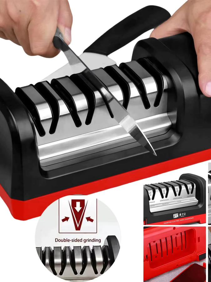 Lpnove Elektrischer Messerschärfer in Schwarz mit 4-Stufen-Schleifmaschine und 20-Grad-Winkel für Schleif- und Polierfunktion - Bild 7