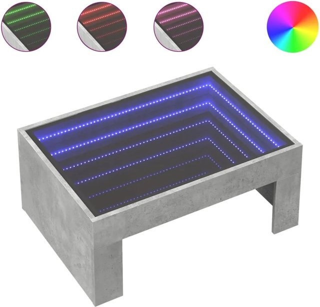 vidaXL Couchtisch mit Infinity-LED in Betongrau, B/T/H: 70 x 50 x 30 cm - Bild 1