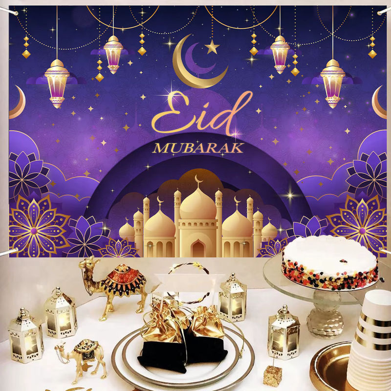 Islamische Ramadan und Eid Al Adha Dekoration mit Mond-Motiv, hängende Flagge in mehrfarbigem orientalischem Design - Bild 5