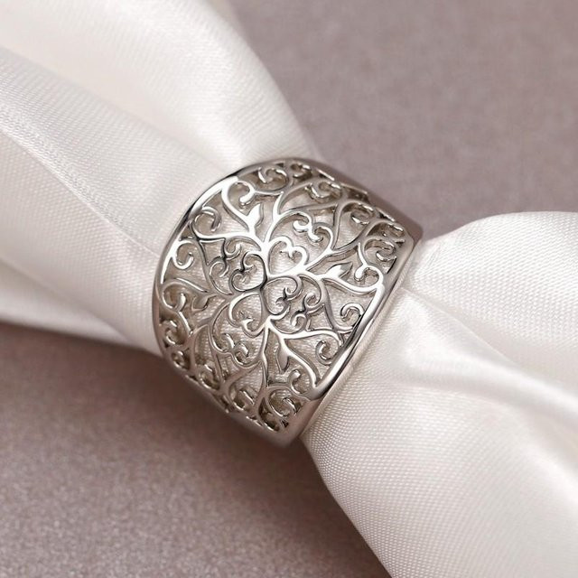 Huitan Ring, Hohlblumendesign, Goldfarbe, Damen - Bild 1