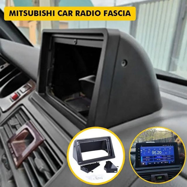 Kingbox Autoradio-Einbaurahmen für Mitsubishi Pajero Montero V31, 2 DIN 9 Zoll/7 Zoll Stereo-Rahmenplatte Adapter Navigationspanel, Schwarz - Bild 1