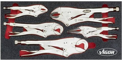 Vigour Gripzangen-Set V5004 in Silber, 5-teilig mit Einsätzen - Bild 1