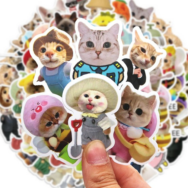 62 Stück LOLEDE Kawaii Katzen Meme Aufkleber in Multicolour für Laptop, Skateboard und Scrapbooking - Bild 1