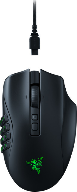 Razer Naga V2 Pro Gaming-Maus in Schwarz mit optischem Sensor und kabelloser Verbindung via 2,4 GHz, Bluetooth oder USB-C - Bild 1