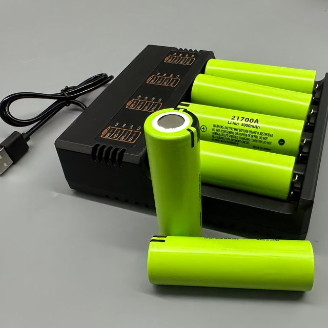 Lerp 21700A Li-Ionen-Akku 3,7V 5000mAh mit Ladegerät, Farbe: Grün - Bild 1