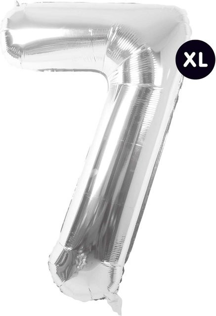 Rico Design Folienballon Zahl 7 in Silber, Höhe: 86 cm - Bild 1