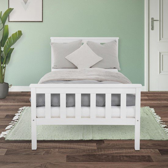 ML-Design Einzelbett aus Kiefernholz mit Lattenrost in Weiß, B/T/H: 90 x 200 x 80 cm - Bild 1