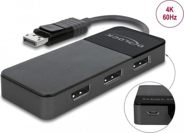 DeLock DisplayPort 1.4 Splitter 1 auf 3 Video und Audio Schwarz 87737 - Bild 2