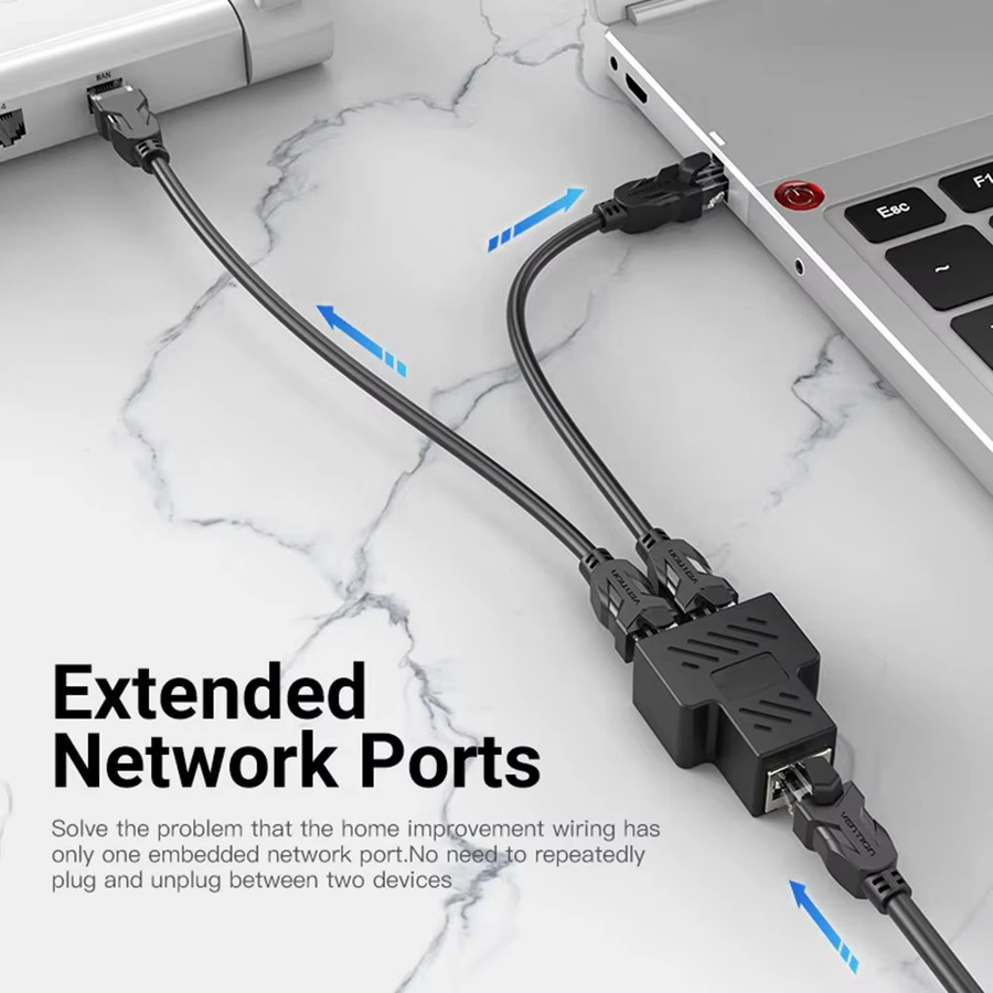 2 Stück kebidumei RJ45 LAN Ethernet Netzwerk Splitter Adapter in Schwarz - Bild 2
