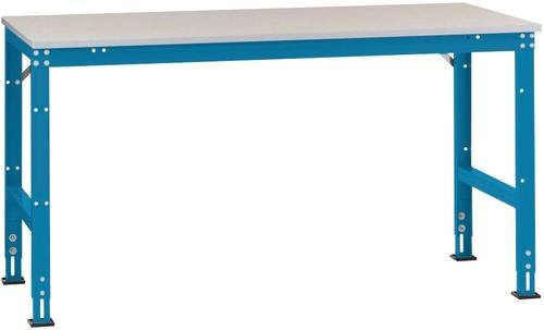 Manuflex AU6027.5007 Arbeits-Anbautisch UNIVERSAL Standard mit Kunststoffplatte, Farbe: Brillantblau, B/T/H: 125 x 60 x 76-87 cm - Bild 1