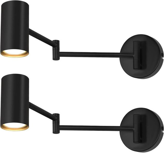 NETTLIFE 2er Set Wandleuchten Retro Design aus Metall in Schwarz, verstellbar mit GU10 Fassung - Bild 1