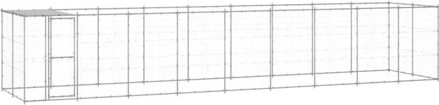 vidaXL Outdoor-Hundezwinger mit Überdachung aus verzinktem Stahl in Silber, B/T/H: 220 x 220 x 180 cm - Bild 1