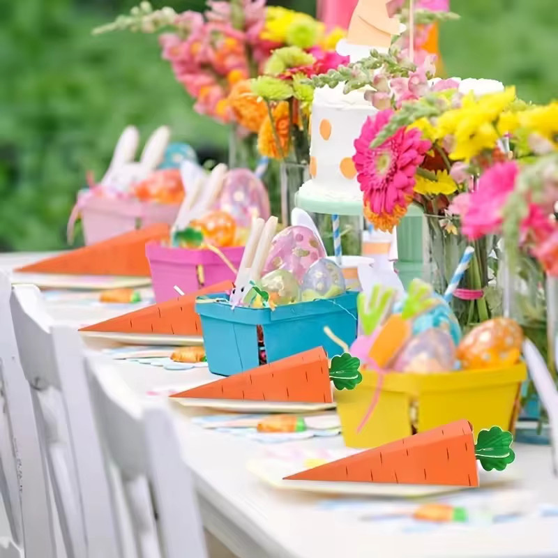 Osterhasen-Karotten-Geschenkbox-Set aus Papier in Orange für Ostern und Frühlingsdekoration - Bild 2