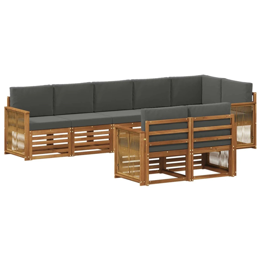 vidaXL Sofagarnitur aus Massivholz Akazie in Anthrazit mit Latten-Design und Armlehnen - Bild 2