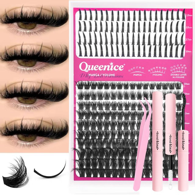 QUEEINIC Wimpern-Cluster-Set, Black, Unisex - Bild 1