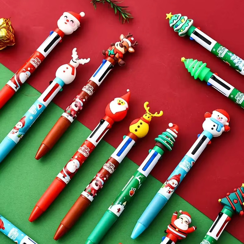 Weihnachts Edition Kugelschreiber mit Santa Claus, Weihnachtsbaum, Rentier und Schneemann in Multicolour - Bild 4