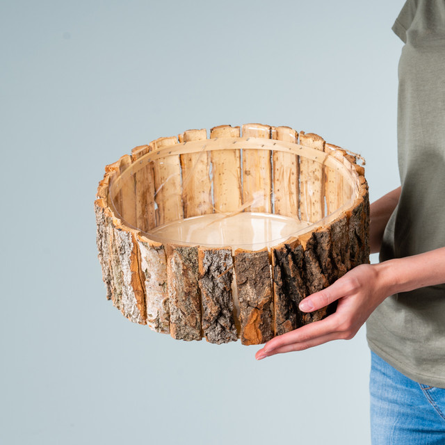 Holzschale Baumrinde Natur von BLUME2000 in Braun, B/T/H: 27,0 x 27,0 x 12,0 cm - Bild 1