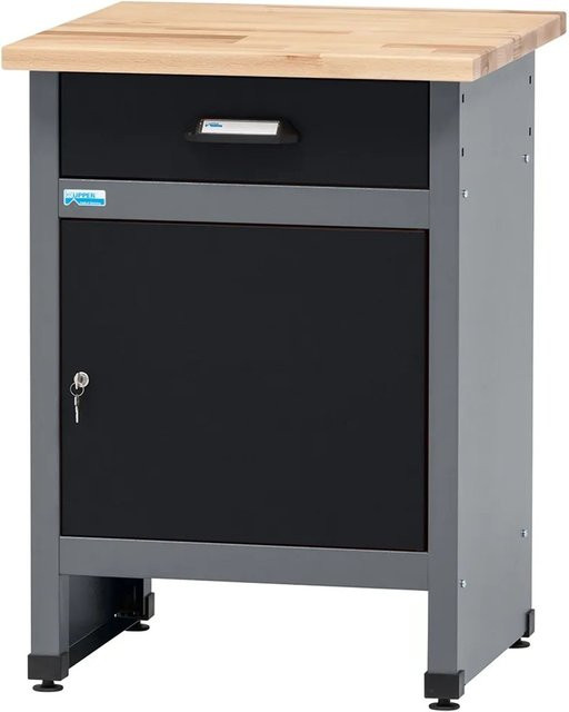 Küpper Werkbank eintürig mit 1 Schublade, Schwarz-Hellgrau, B/T/H: 84 x 60 x 60 cm - Bild 1