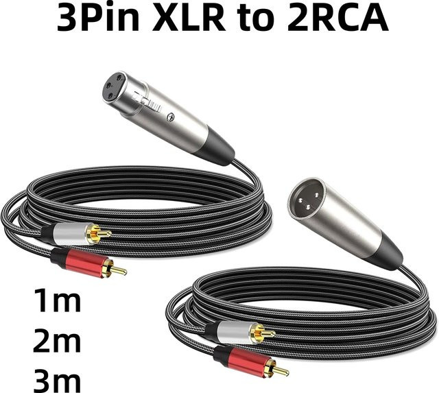 EQP 3Pin XLR zu Dual RCA Y Splitter Kabel unsymmetrisch, Stereo Audio Interconnect Kabel für Lautsprecher, Mixer und Mikrofon, Schwarz - Bild 1