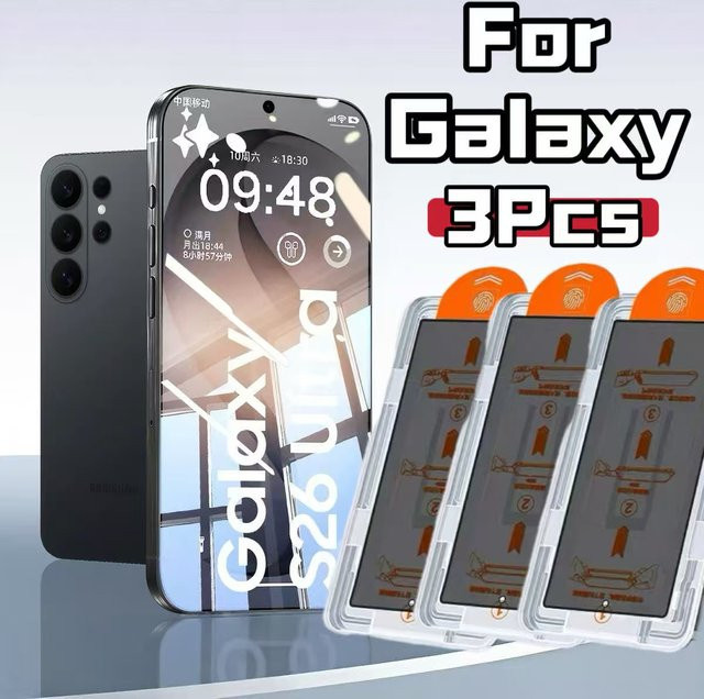 3 Stück Samsung Blickschutzfolie Anti-Spy Glasfolie für Galaxy S26 S25 Ultra S24 S23 A36 A55 A56 in Transparent - Bild 1