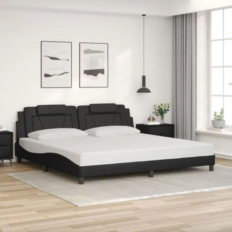 Modernes Polsterbett Viana von Vidaxl aus Kunstleder und Metall in Schwarz, B/T: 200 x 200 cm - Bild 1
