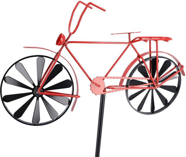 GoolRC Fahrrad Windspiel im Vintage Stil aus Metall in Rot und Schwarz zur Dekoration für deinen Garten - Bild 1