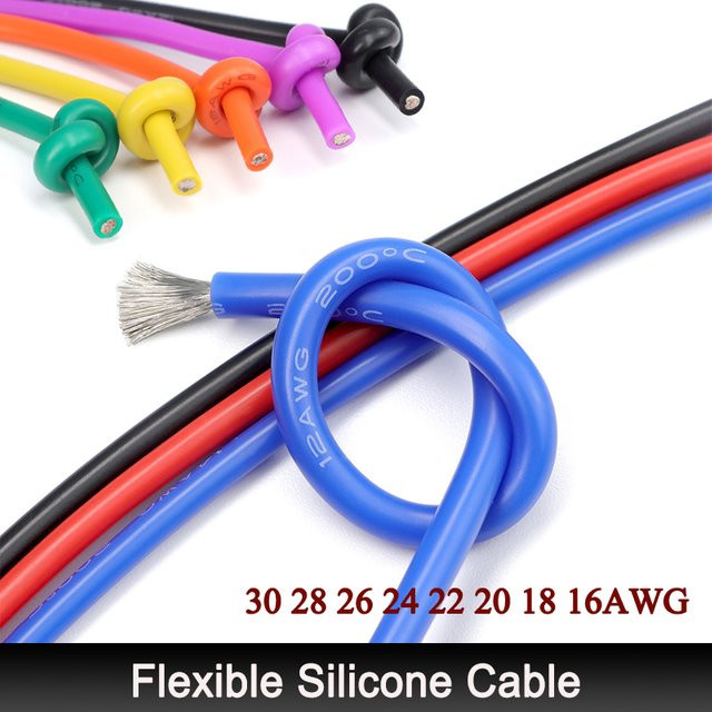 Flexibles Silikonkabel mit Zinnbeschichtung für Fahrzeugverkabelung und Autobatterien, erhältlich in den Stärken 30 bis 16 AWG, Farben: Weiß oder Mehrfarbig - Bild 1