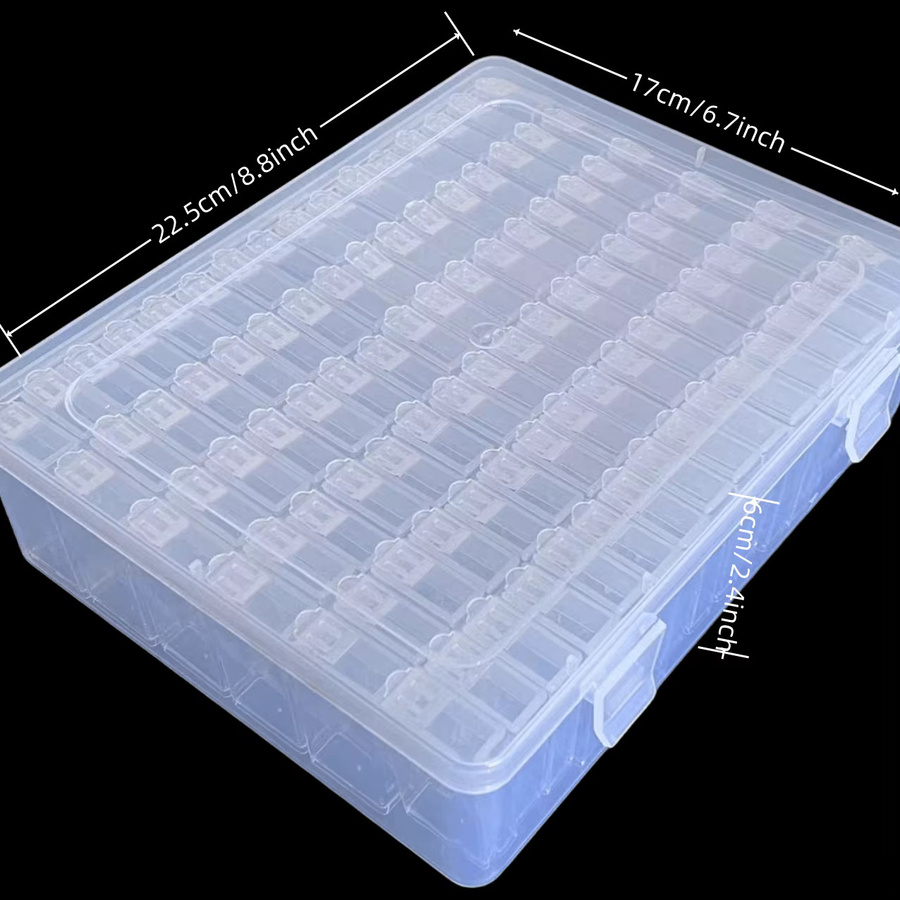 Transparente Perlen-Aufbewahrungsbox aus Kunststoff mit 96 oder 120 Fächern für Perlarbeiten, Malen und Sticken - Bild 3