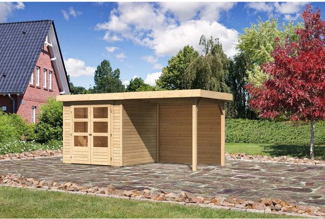Karibu Holz-Gartenhaus Boras mit Flachdach in Natur, unbehandelt, B/T/H: 213 x 211 x 209 cm - Bild 1